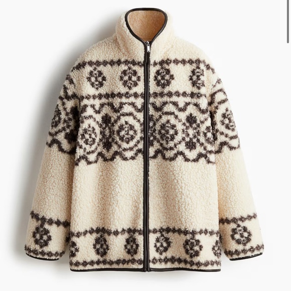 H&M Jackets & Blazers - H&M Cream and Brown Teddy Jacket